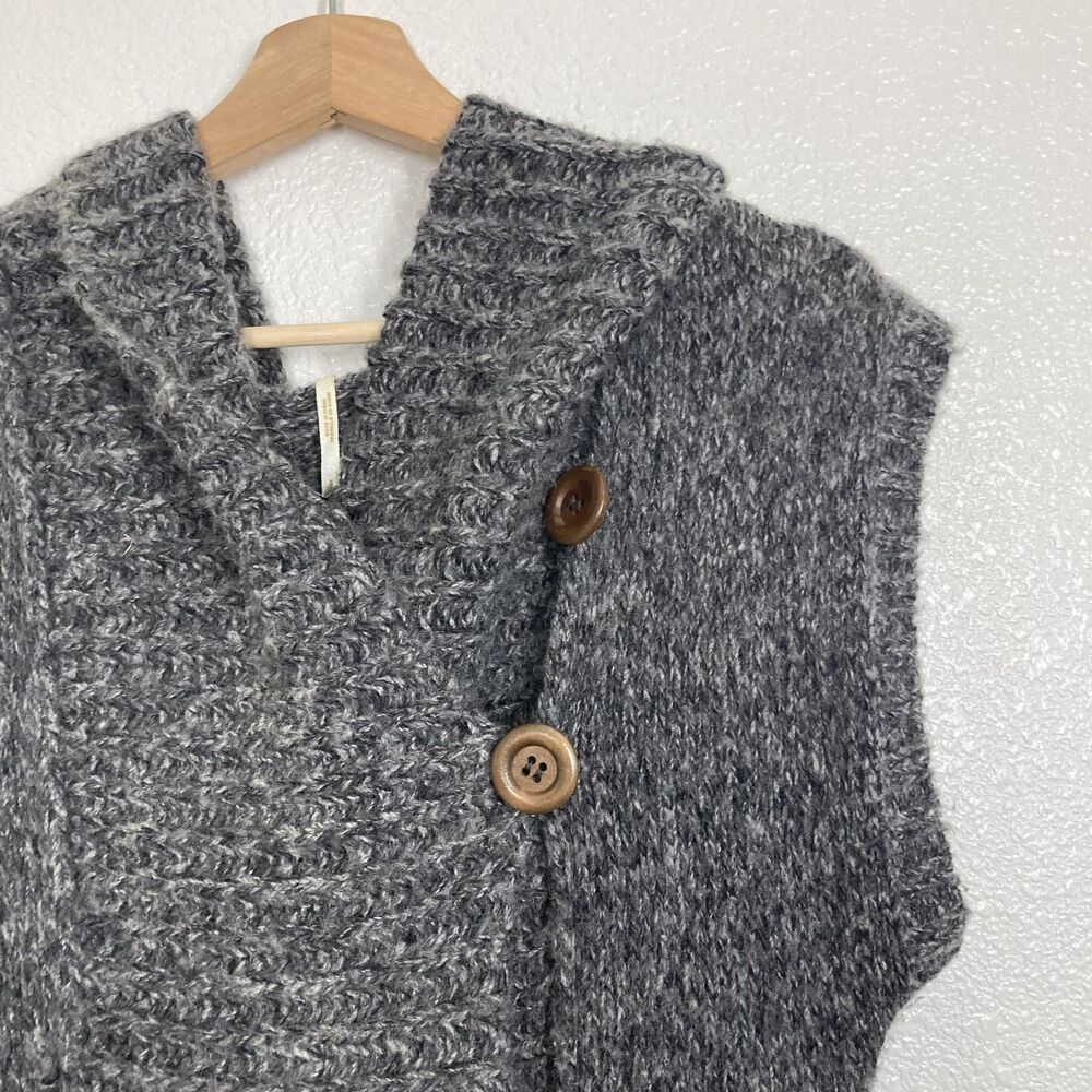 Free People Sweater Womens Small Wool Blend Cowl Neck Button Pullover Pocket - Picture 6 of 16